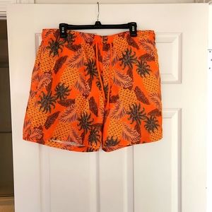 Mens large orange tropical pattern swimsuit